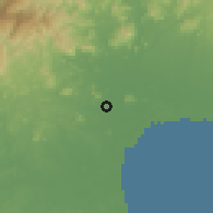 Shaded relief of the 60 km around Natá, drawn from the GMTED2010 grid