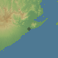 Shaded relief of the 60 km around Nueva Gorgona, drawn from the GMTED2010 grid