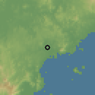Shaded relief of the 60 km around Nuevo Arraiján, drawn from the GMTED2010 grid