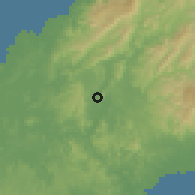 Shaded relief of the 60 km around Nuevo San Juan, drawn from the GMTED2010 grid
