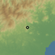 Shaded relief of the 60 km around Olá, drawn from the GMTED2010 grid