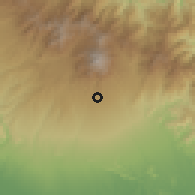 Shaded relief of the 60 km around Palmira, drawn from the GMTED2010 grid