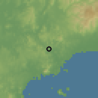 Shaded relief of the 60 km around Paraíso, drawn from the GMTED2010 grid