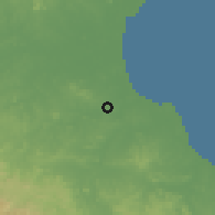 Shaded relief of the 60 km around Parita, drawn from the GMTED2010 grid