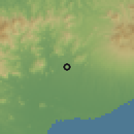 Shaded relief of the 60 km around Penonomé, drawn from the GMTED2010 grid