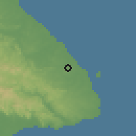 Shaded relief of the 60 km around Pocrí, drawn from the GMTED2010 grid