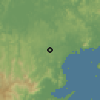 Shaded relief of the 60 km around Potrero Grande, drawn from the GMTED2010 grid