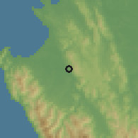 Shaded relief of the 60 km around Puerto Indio, drawn from the GMTED2010 grid