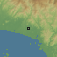 Shaded relief of the 60 km around Remedios, drawn from the GMTED2010 grid