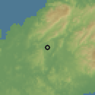 Shaded relief of the 60 km around Río Duque, drawn from the GMTED2010 grid