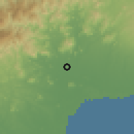 Shaded relief of the 60 km around Río Grande, drawn from the GMTED2010 grid