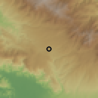 Shaded relief of the 60 km around Río Sereno, drawn from the GMTED2010 grid