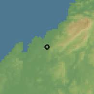 Shaded relief of the 60 km around Sabanitas, drawn from the GMTED2010 grid