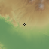 Shaded relief of the 60 km around San Andrés, drawn from the GMTED2010 grid