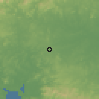 Shaded relief of the 60 km around San Antonio, drawn from the GMTED2010 grid