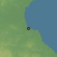 Shaded relief of the 60 km around Boca de Parita, drawn from the GMTED2010 grid
