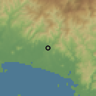 Shaded relief of the 60 km around San Félix, drawn from the GMTED2010 grid