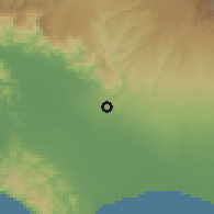 Shaded relief of the 60 km around San Isidro, drawn from the GMTED2010 grid