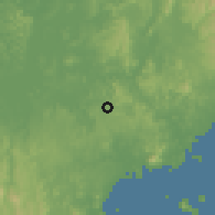 Shaded relief of the 60 km around Santa Clara, drawn from the GMTED2010 grid