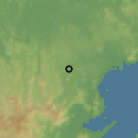 Shaded relief of the 60 km around Santa Rita, drawn from the GMTED2010 grid