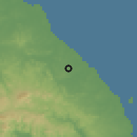 Shaded relief of the 60 km around Santo Domingo, drawn from the GMTED2010 grid