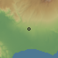 Shaded relief of the 60 km around Santo Domingo, drawn from the GMTED2010 grid