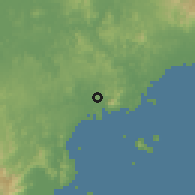 Shaded relief of the 60 km around San Vicente de Bique, drawn from the GMTED2010 grid