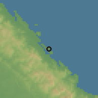 Shaded relief of the 60 km around Sasardi, drawn from the GMTED2010 grid