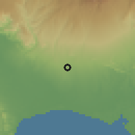 Shaded relief of the 60 km around Sioguí Abajo, drawn from the GMTED2010 grid