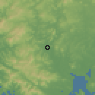 Shaded relief of the 60 km around Soná, drawn from the GMTED2010 grid