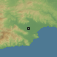 Shaded relief of the 60 km around Tonosí, drawn from the GMTED2010 grid