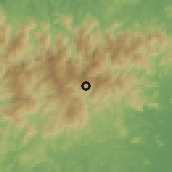 Shaded relief of the 60 km around Unión Chocoé, drawn from the GMTED2010 grid