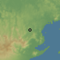 Shaded relief of the 60 km around Villa Carmen, drawn from the GMTED2010 grid