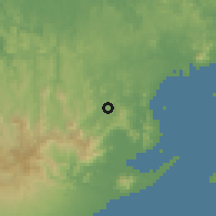 Shaded relief of the 60 km around Villa Rosario, drawn from the GMTED2010 grid
