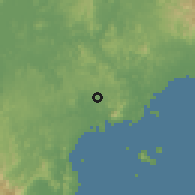 Shaded relief of the 60 km around Vista Alegre, drawn from the GMTED2010 grid