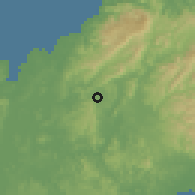 Shaded relief of the 60 km around Buena Vista, drawn from the GMTED2010 grid
