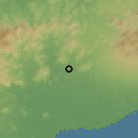 Shaded relief of the 60 km around Vista Hermosa, drawn from the GMTED2010 grid