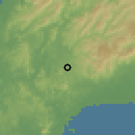 Shaded relief of the 60 km around Caimitillo, drawn from the GMTED2010 grid