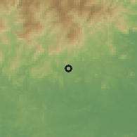 Shaded relief of the 60 km around Calobre, drawn from the GMTED2010 grid
