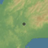 Shaded relief of the 60 km around Calzada Larga, drawn from the GMTED2010 grid