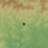 Shaded relief of the 60 km around Cañazas, drawn from the GMTED2010 grid