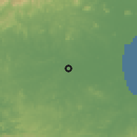 Shaded relief of the 60 km around Cañazas, drawn from the GMTED2010 grid