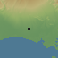 Shaded relief of the 60 km around Alanje, drawn from the GMTED2010 grid