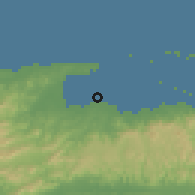 Shaded relief of the 60 km around Cartí Sugtupu, drawn from the GMTED2010 grid