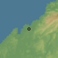 Shaded relief of the 60 km around Cativá, drawn from the GMTED2010 grid