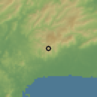 Shaded relief of the 60 km around Cerro Azul, drawn from the GMTED2010 grid