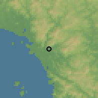 Shaded relief of the 60 km around Cerro Sombrero, drawn from the GMTED2010 grid
