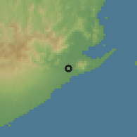 Shaded relief of the 60 km around Chame, drawn from the GMTED2010 grid