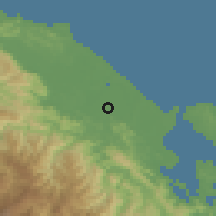 Shaded relief of the 60 km around Changuinola, drawn from the GMTED2010 grid