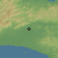 Shaded relief of the 60 km around Chepo, drawn from the GMTED2010 grid